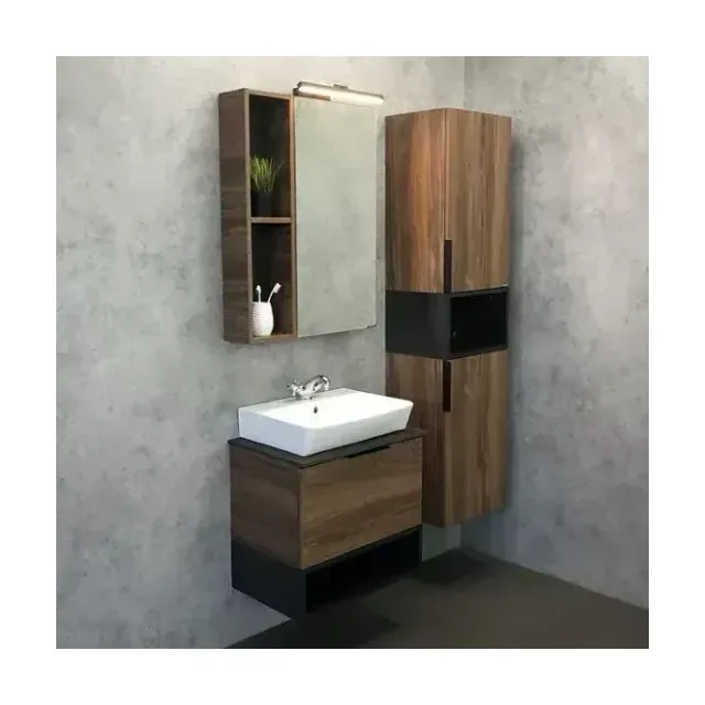 Комплект мебели Comforty Штутгарт 60 дуб темно-коричневый с черной столешницей (раковина Comforty 9055RA-50)