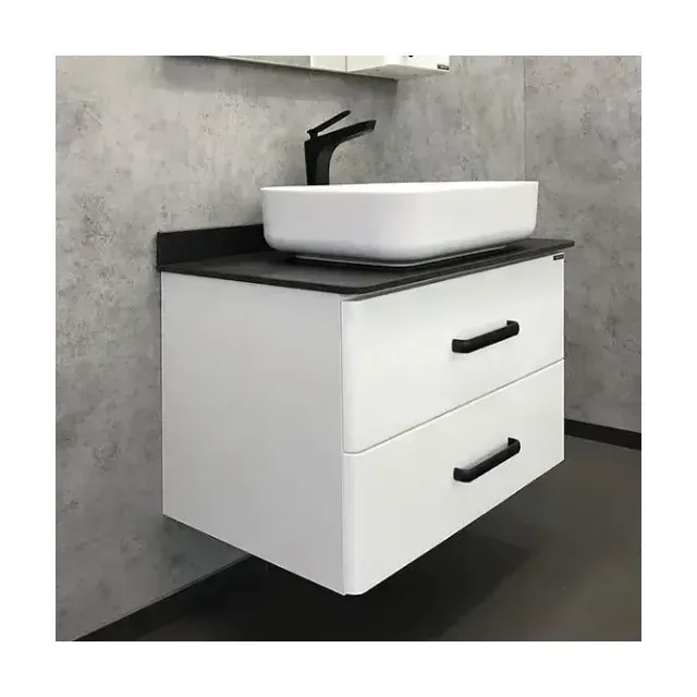 Тумба с раковиной Comforty Амстердам 75 белая с черной матовой столешницей (раковина Comforty T-Y9378)