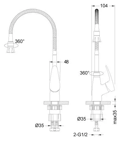 Смеситель Lemark Linara LM0413C для кухни гибкий излив