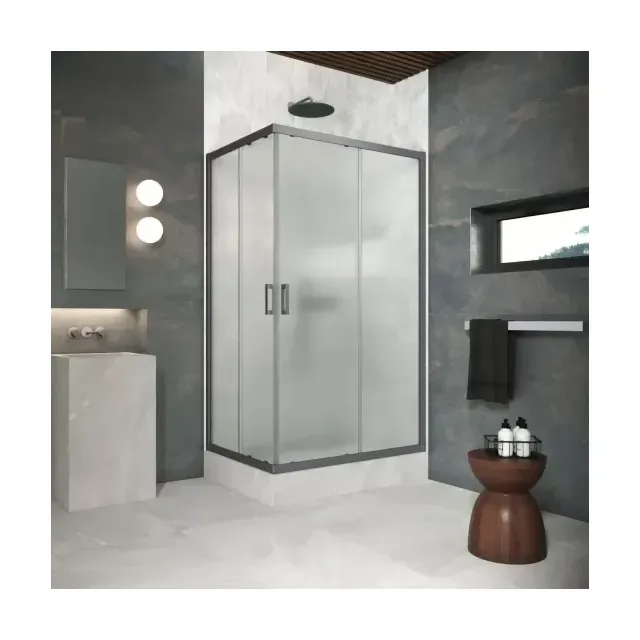 Душевой уголок ZA-F Protec 120*95 06 10, профиль GunMetal, стекло сатин