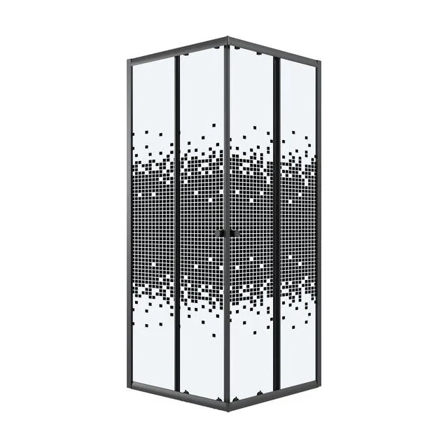 Душевое ограждение Niagara Eco NG-1009-14QBLACK (90х90х190) квадрат,раздвижное,черный,стекло мозаика