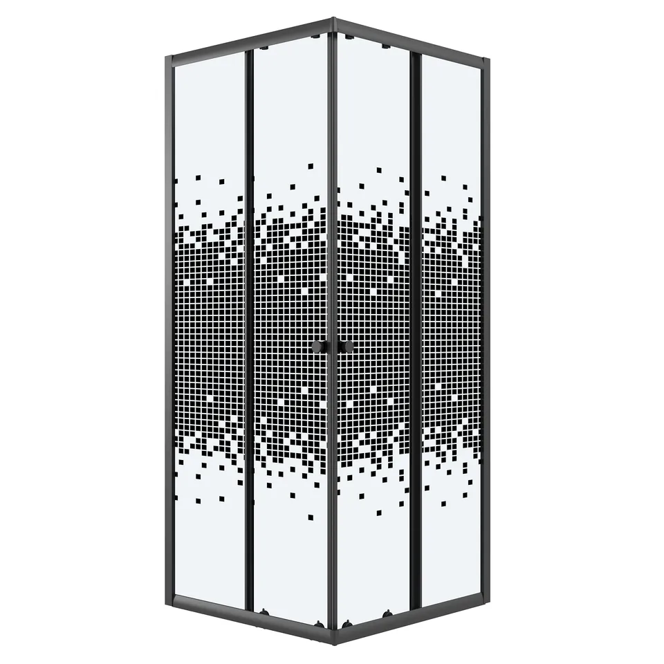 Душевое ограждение Niagara Eco NG-1009-14QBLACK (90х90х190) квадрат,раздвижное,черный,стекло мозаика,1 место