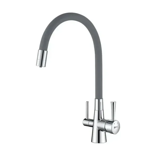 Смеситель Lemark Comfort LM3075C-Gray для кухни с функцией подключения фильтра и гибким изливом хром/серый