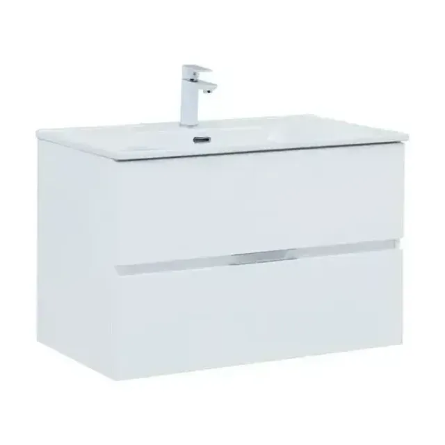 Тумба с раковиной Aquanet Алвита New 80 2 ящика, белый матовый