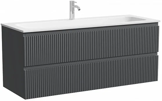 Тумба под раковину Sancos Сноб Р (Snob R) SNR120MDH 120 см подвесная универсальная 2 ящика темный антрацит матовый