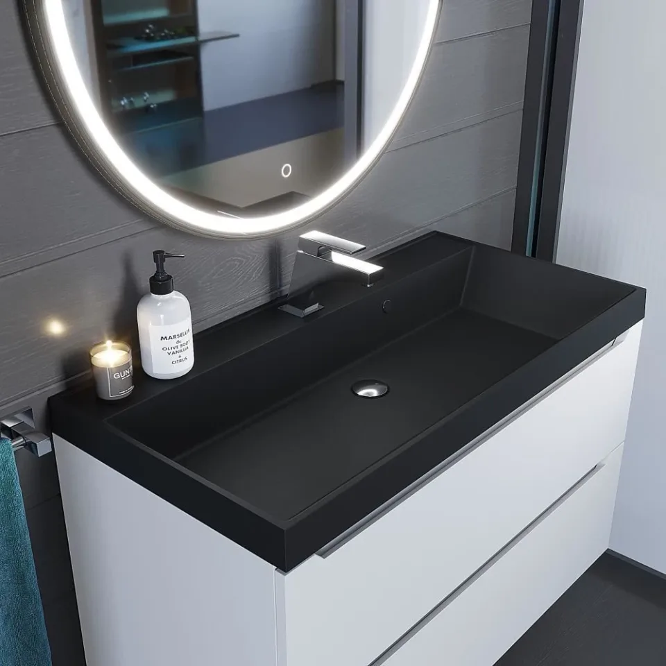 Встраиваемая раковина Uperwood Classic Quartz 90*45 черная матовая, уголь