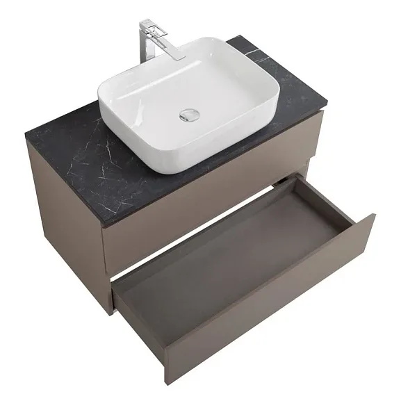 Комплект мебели BelBagno Крафт (Kraft) 80 бежевый матовый (столешница черный матовый мрамор)