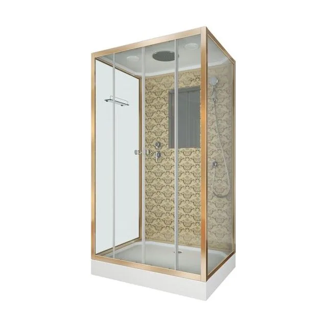 Душевая кабина Niagara Luxe NG-7772QG (120x90х210) низкий поддон(15см),дверь раздвижная,стенки золото