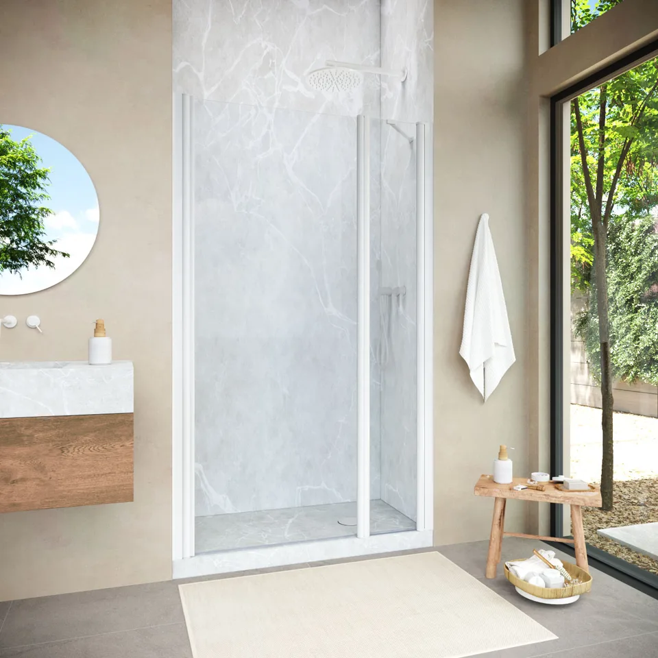 Душевая дверь Vegas-Glass EP-F-1 NOVO 125×200 см, белый, стекло прозрачное