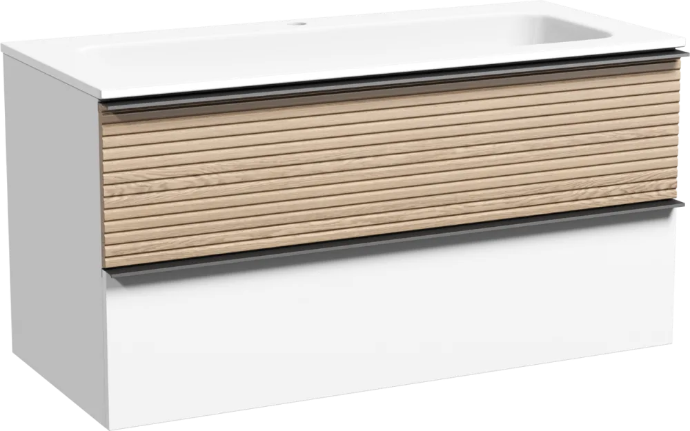 Тумба под раковину Sancos Дельта (Delta) 100 см DL100W настенная универсальная 2 ящика