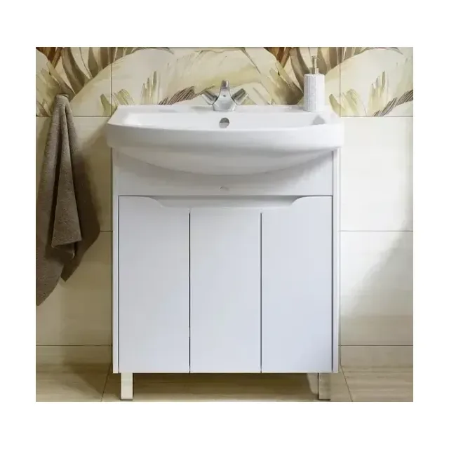 Тумба с раковиной Alavann Crystal 75 белый глянец