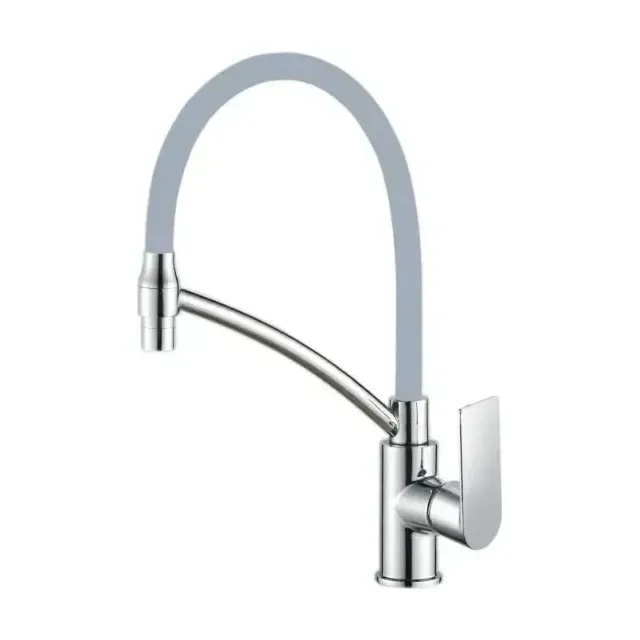 Смеситель Haiba HB72505 для кухни гибкий излив хром/серый