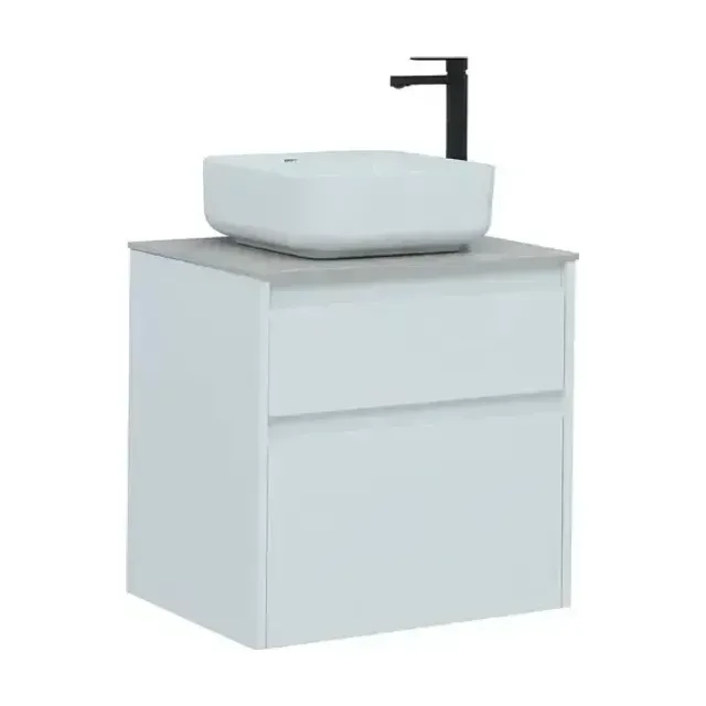 Тумба с раковиной Aquanet Nova Lite 60 белый глянец (2 ящика) (раковина City-1)