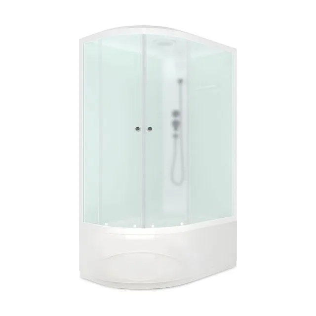 Душевая кабина Domani-Spa Delight Slim 128 high (120х80 см), правое исполнение — белые стенки, сатин-матированные стекла, белый профиль