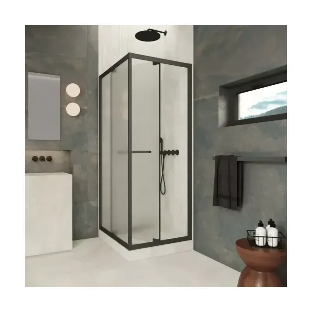 Душевой уголок Z+ZPV Inside 90*90 02M 10 профиль черный матовый стекло сатин