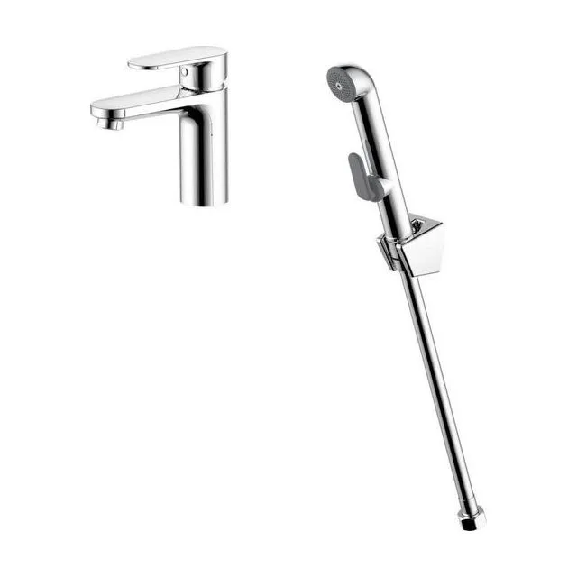 AQ1812CR НИКА смеситель для раковины 90 без донного клапана с гигиеническим ручным душем