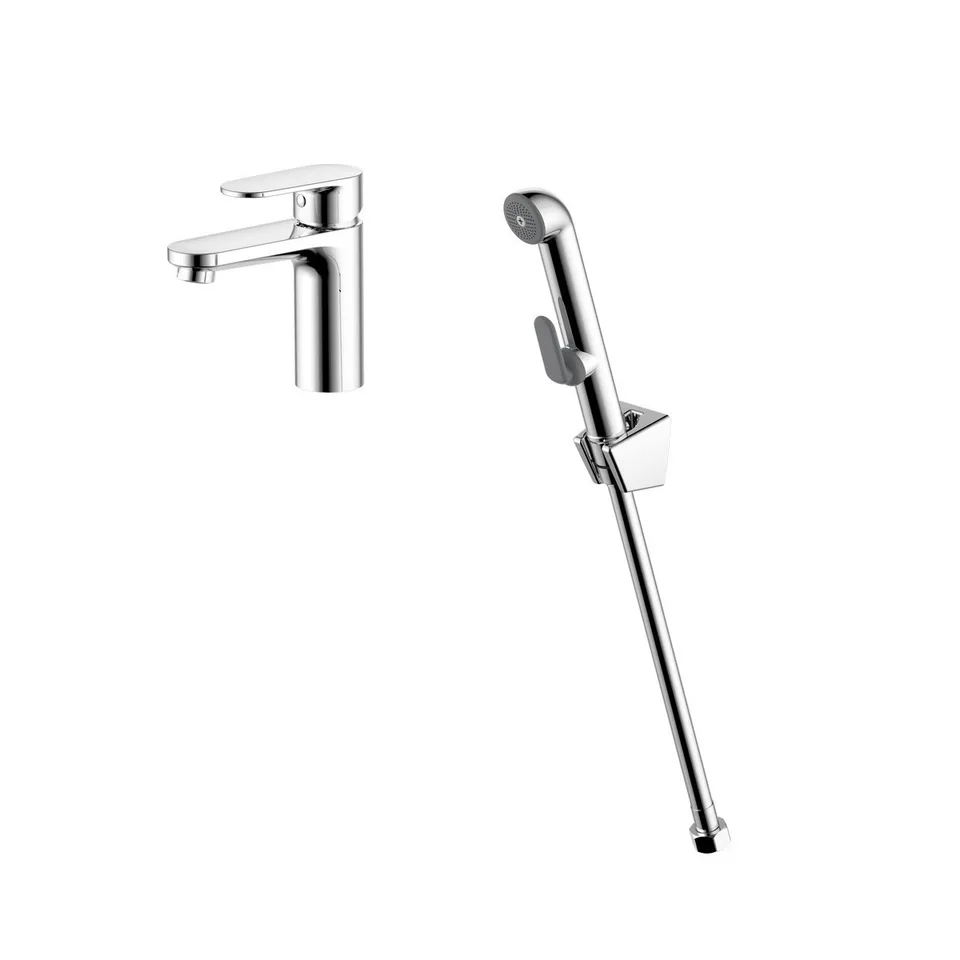 AQ1812CR НИКА смеситель для раковины 90 без донного клапана с гигиеническим ручным душем