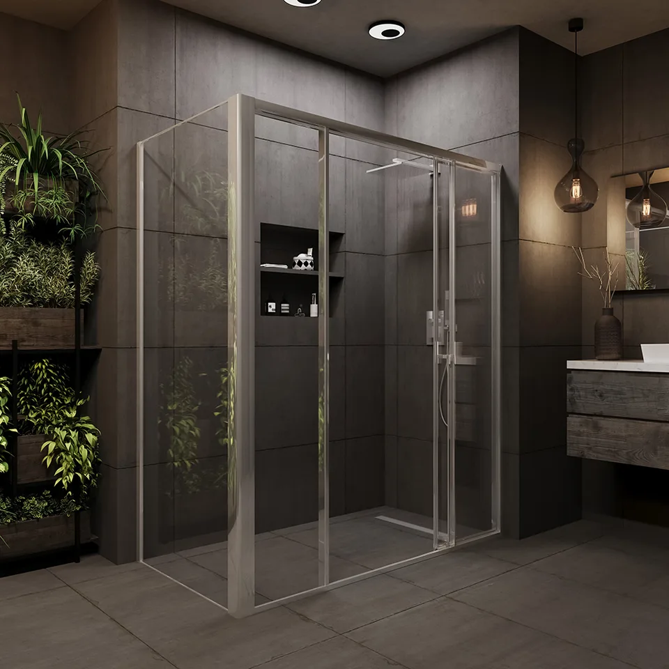 Боковая панель Veconi Premium Prato SP CH, 900x2000, хром, стекло прозрачное