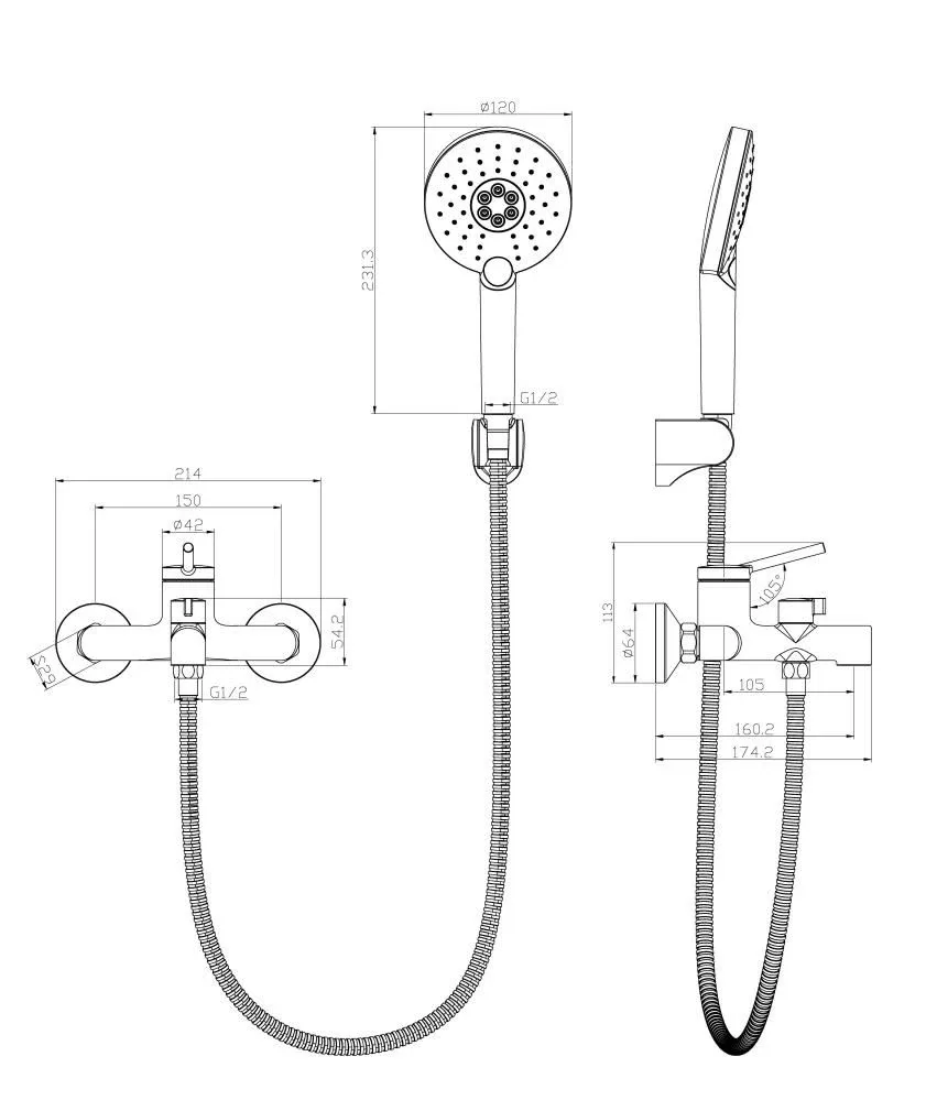 Смеситель Lemark Minima LM3814C для ванны и душа хром