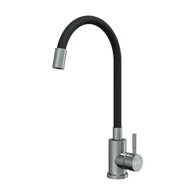 Смеситель Knotlor Течение/StreamLine SS-02 для кухни с гибким изливом сатин/черный