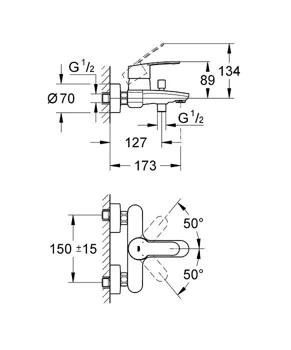 Смеситель Grohe Eurostyle Cosmopolitan 33591002 для ванны и душа без душевых аксессуаров