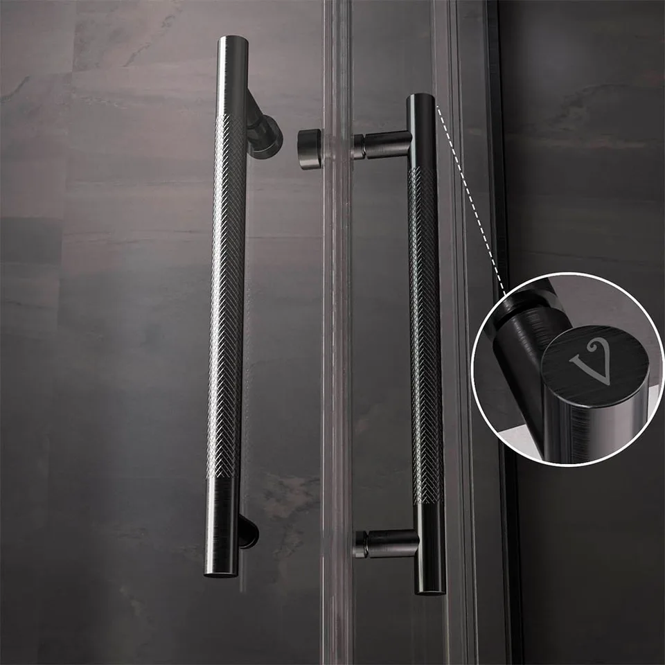 1/2 Душевого угла Veconi Premium Trento PTC-20GR, 1200*2000мм, брашированный графит, стекло прозрачное