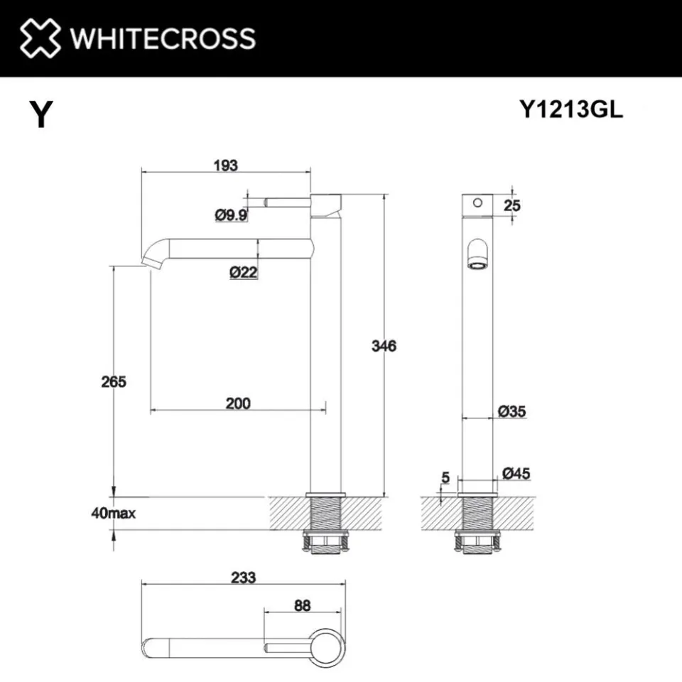 Смеситель Whitecross Y Gold Y1213GL для раковины золото
