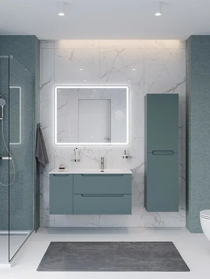 Комплект мебели BelBagno Этна (Etna) 100 голубой матовый правосторонний