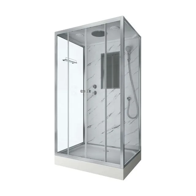 Душевая кабина Niagara Luxe NG-7772QM (120x90х210) низкий поддон(15см),дверь раздвижная,стенки мрамор