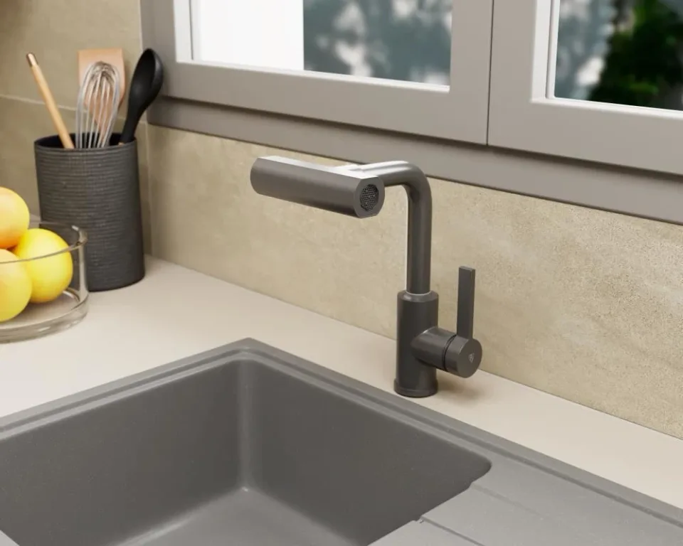 Смеситель Rush Tinos TI3732-17Grey для кухни с мультифункциональным изливом графит