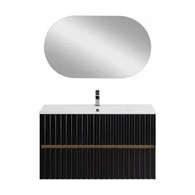 Комплект мебели Art&Max Элегант/Elegant 100 с LED подсветкой ручек черный матовый