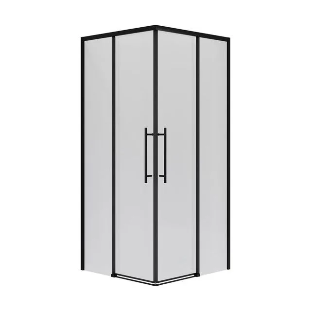 Душевое ограждение Niagara Nova NG-6828-34ВLACK (80х80х195) квадрат,черный матовый,двери раздвижные,стекло прозрачное