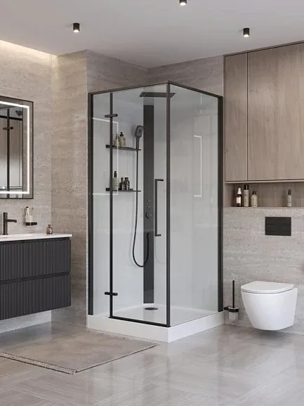 Душевая кабина BelBagno UNO-CAB-A-1-90-C-NERO-Bi-TOP-L 90х90х212,5 левая