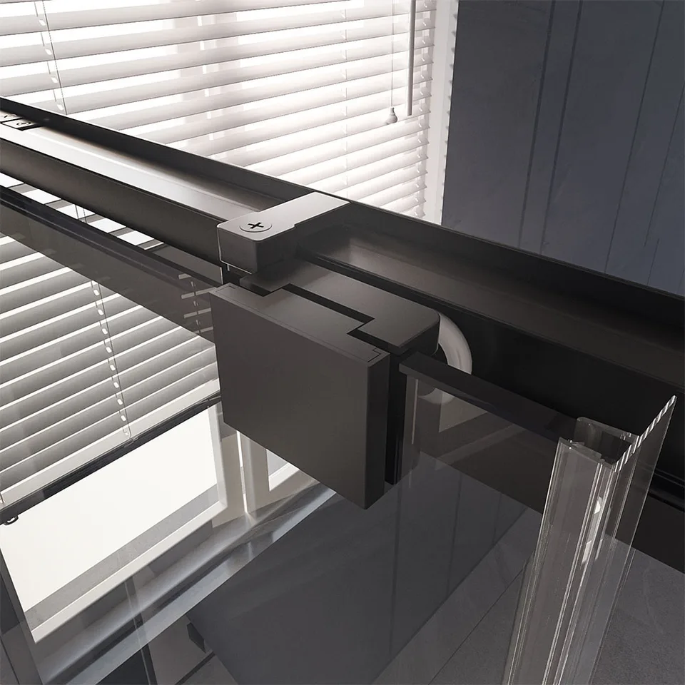 Боковая панель Veconi Premium Trento SP-30B, 900х2000 черный матовый, стекло прозрачное