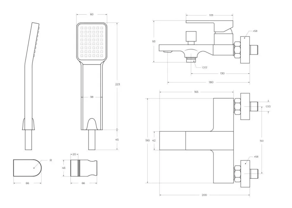 Смеситель BelBagno Романо (Romano) ROM-VASM-CRM для ванны и душа с душевыми аксессуарами хром