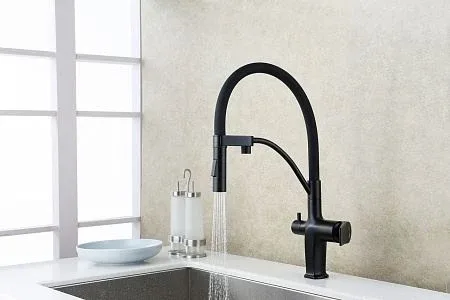 Смеситель Lemark Bronx LM3761BL для кухни с функцией подключения фильтра черный