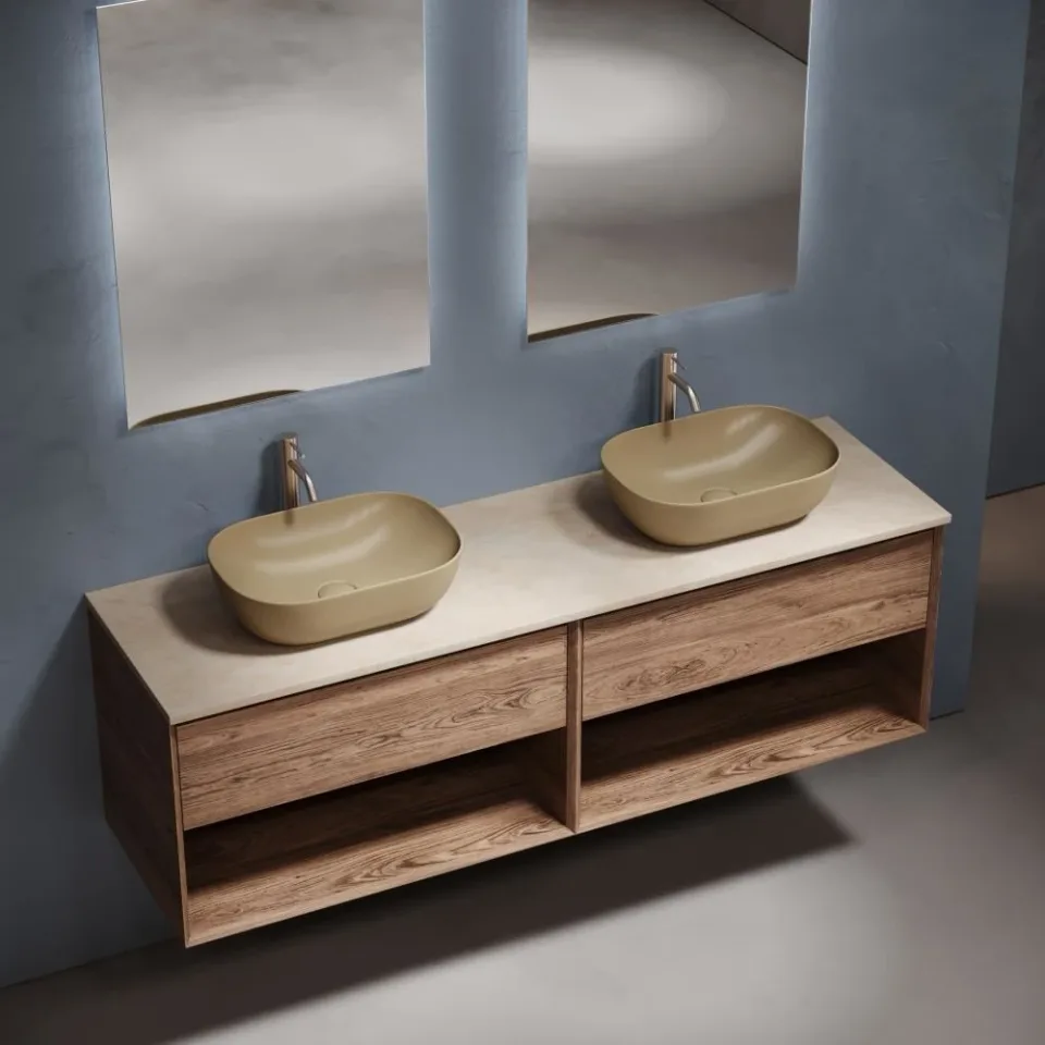 Столешница Sancos TT160A2X 160*46 Kreman c отверстием под смеситель
