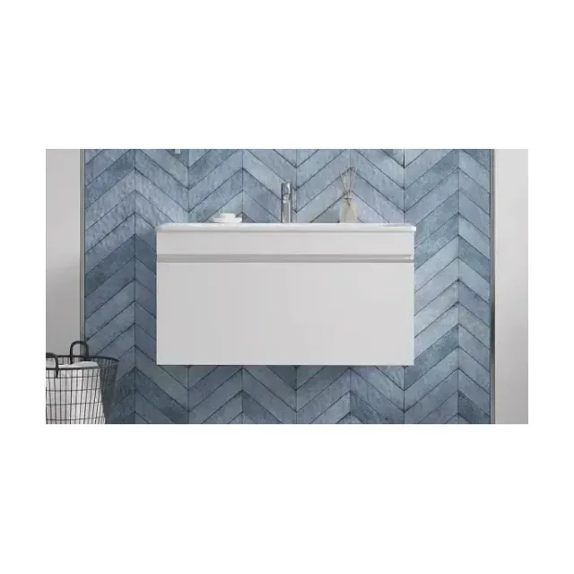 Тумба с раковиной Velvex Пульсус/Pulsus 100 белый глянец