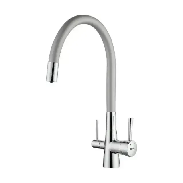 Смеситель Lemark Comfort LM3075C-Silver для кухни с функцией подключения фильтра и гибким изливом хром/серебро