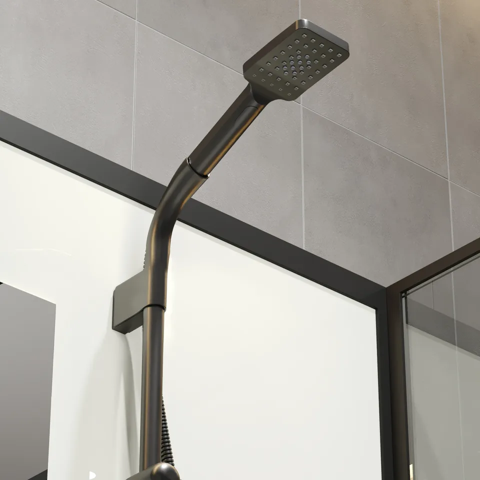 Душевая кабина Niagara Standart ST90/15Q/BL/BK (90х90х200) квадрат,поддон 15см,распашная,проф.черный,без крыши,3 места