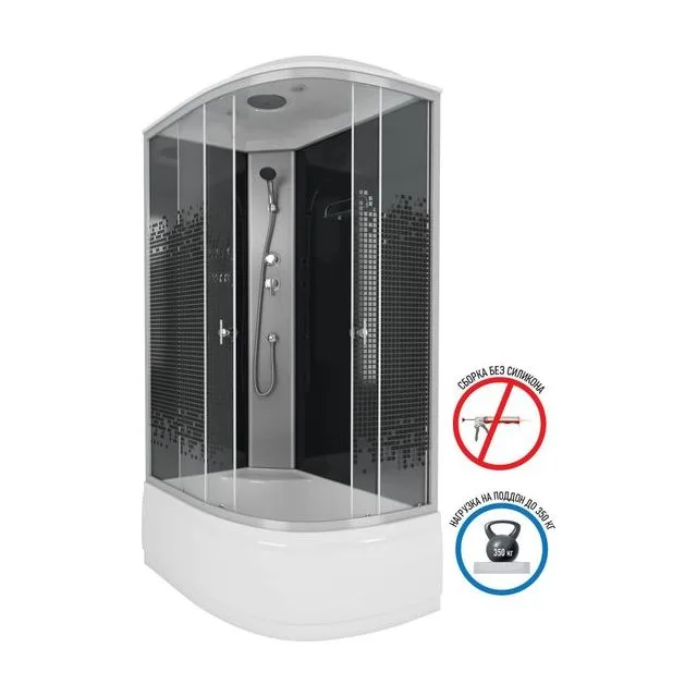 Душевая кабина Niagara Eco NG-7510-14L BLACK (120х80х215) высокий поддон(40см),стекло мозаика