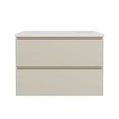 Тумба с раковиной Vincea Люка Софт-Тач (Luka Soft-Touch) 60 бежевая матовая (раковина гелькоут белая)