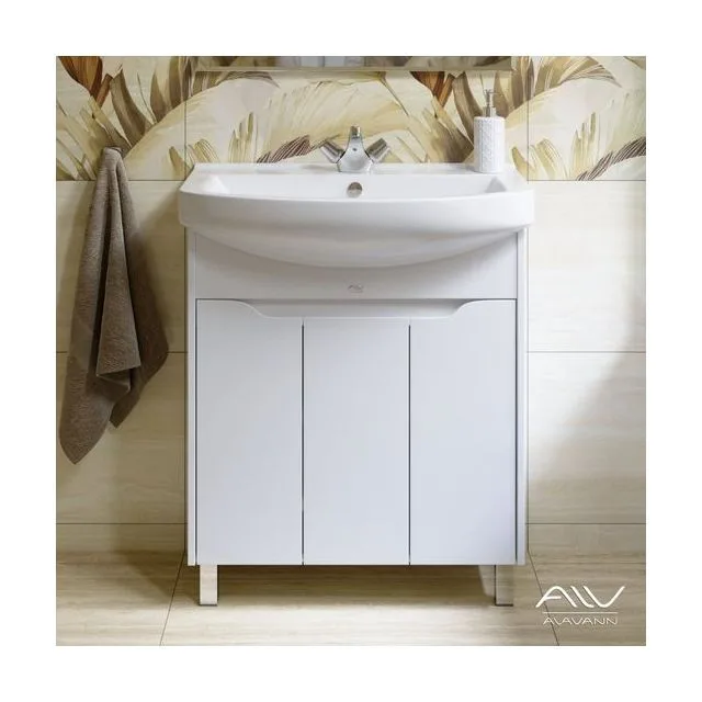 Тумба с раковиной Alavann Crystal 75 ЭТ-4510-0750 белая напольная