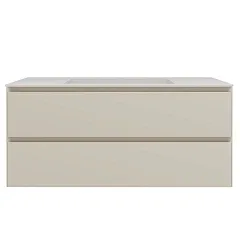 Тумба с раковиной Vincea Люка Софт-Тач (Luka Soft-Touch) 100 бежевая матовая (раковина белая)