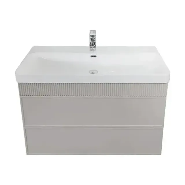 Тумба с раковиной Comforty Мадрид 100М2(Н) серый шелк (раковина Comforty CF19595BX-100)