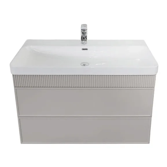 Тумба с раковиной Comforty Мадрид 100М2(Н) серый шелк (раковина Comforty CF19595BX-100)