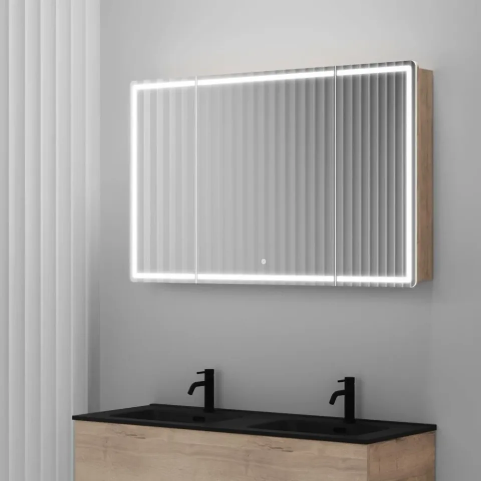 Зеркало-шкаф Sancos Mirror 119*74 с Led подсветкой дуб галифакс натуральный