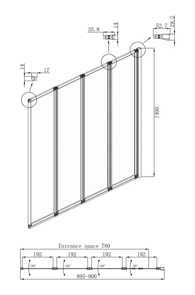 Шторка для ванны Ambassador Bath Screens 16041110R (90х140) хром,стекло прозрачное,складная,1 место