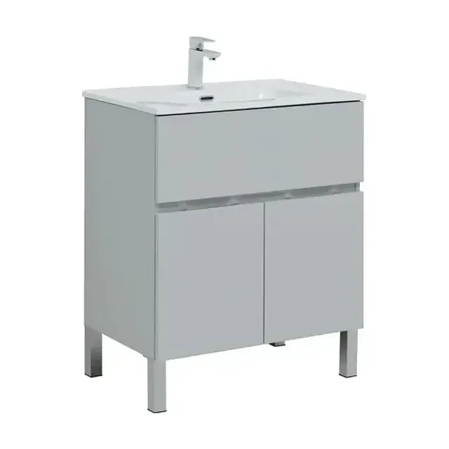 Тумба с раковиной Aquanet Алвита New 70 1 ящик, 2 дверцы, серый