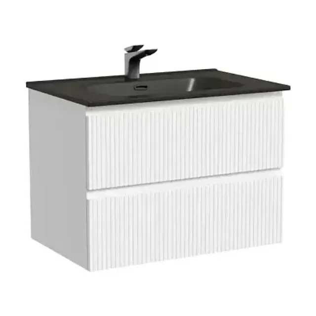 Тумба с раковиной Sancos Сноб Т/Snob T 70 Bianco (раковина Element CN7007MB черная матовая)